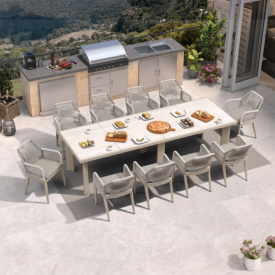 7 to 11 Piece Outdoor Dining Set with Sunbrella Cushions
