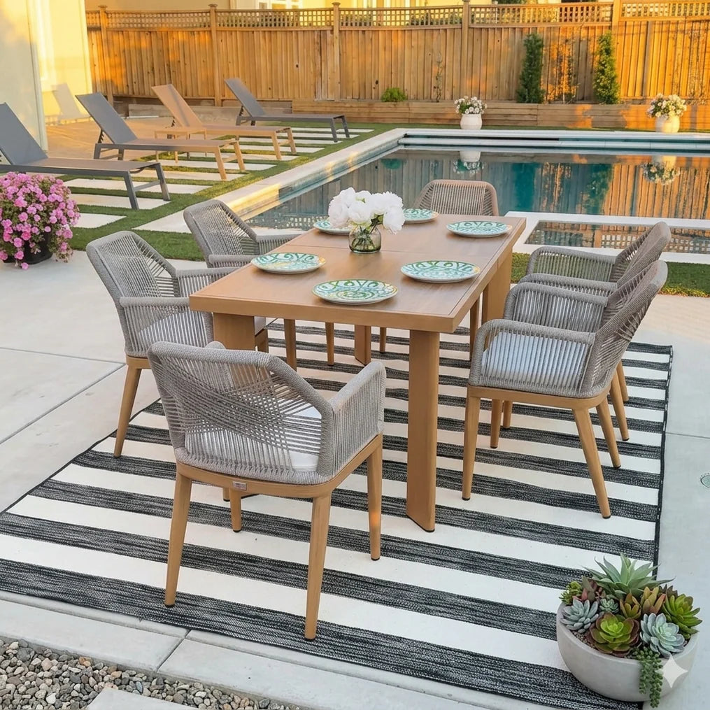 7 to 11 Piece Outdoor Dining Set with Sunbrella Cushions