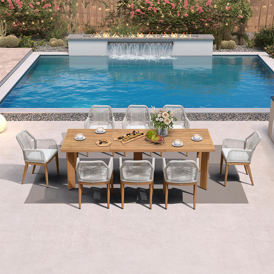 7 to 11 Piece Outdoor Dining Set with Sunbrella Cushions