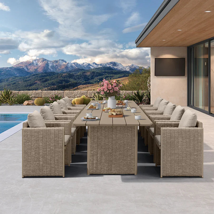 5 to 15 Piece Sanori Outdoor Dining Set with Olefin Cushions