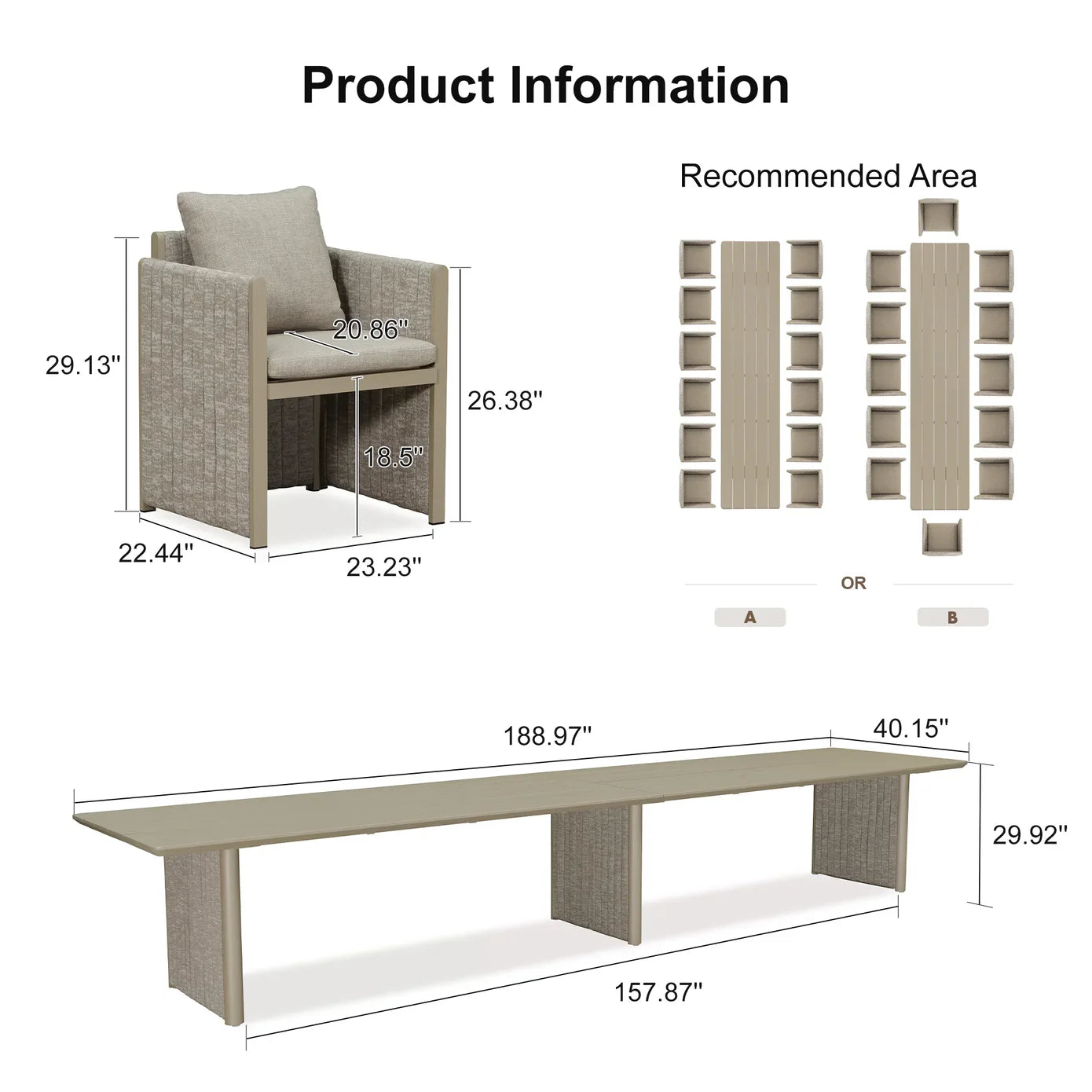 5 to 15 Piece Sanori Outdoor Dining Set with Olefin Cushions