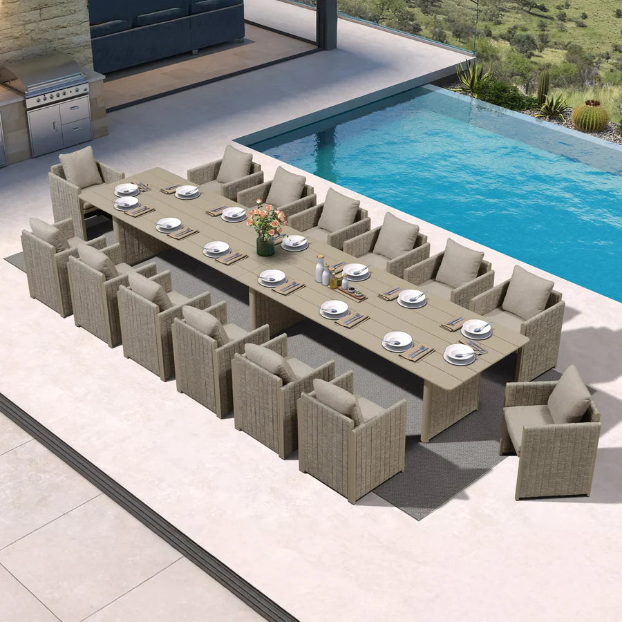 5 to 15 Piece Sanori Outdoor Dining Set with Olefin Cushions