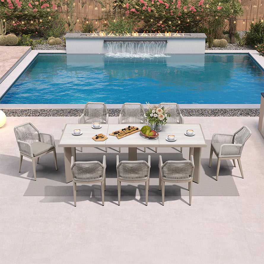 7 to 11 Piece Outdoor Dining Set with Sunbrella Cushions