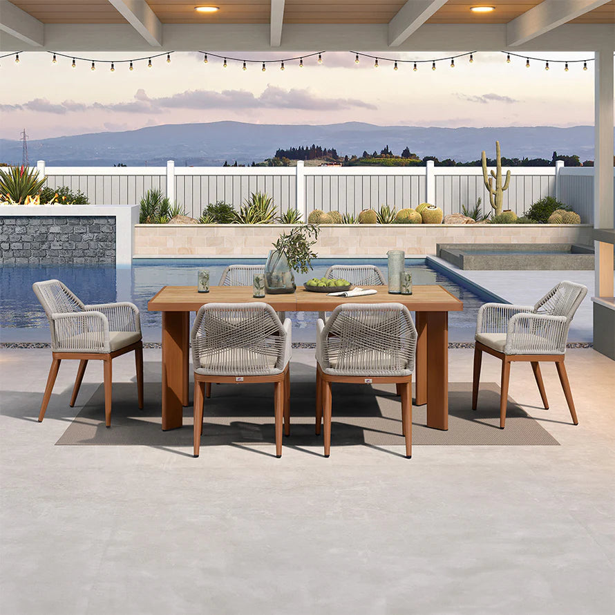 7 to 11 Piece Outdoor Dining Set with Sunbrella Cushions