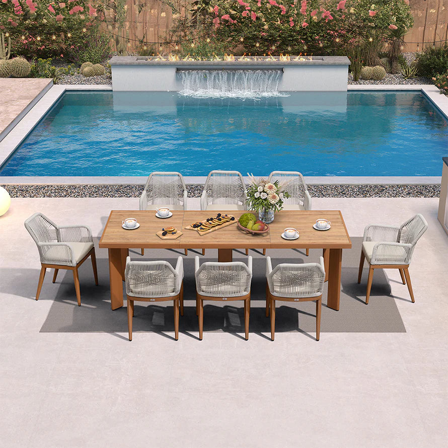 7 to 11 Piece Outdoor Dining Set with Sunbrella Cushions