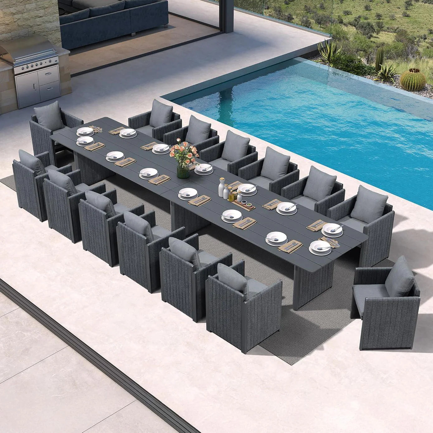 5 to 15 Piece Sanori Outdoor Dining Set with Olefin Cushions