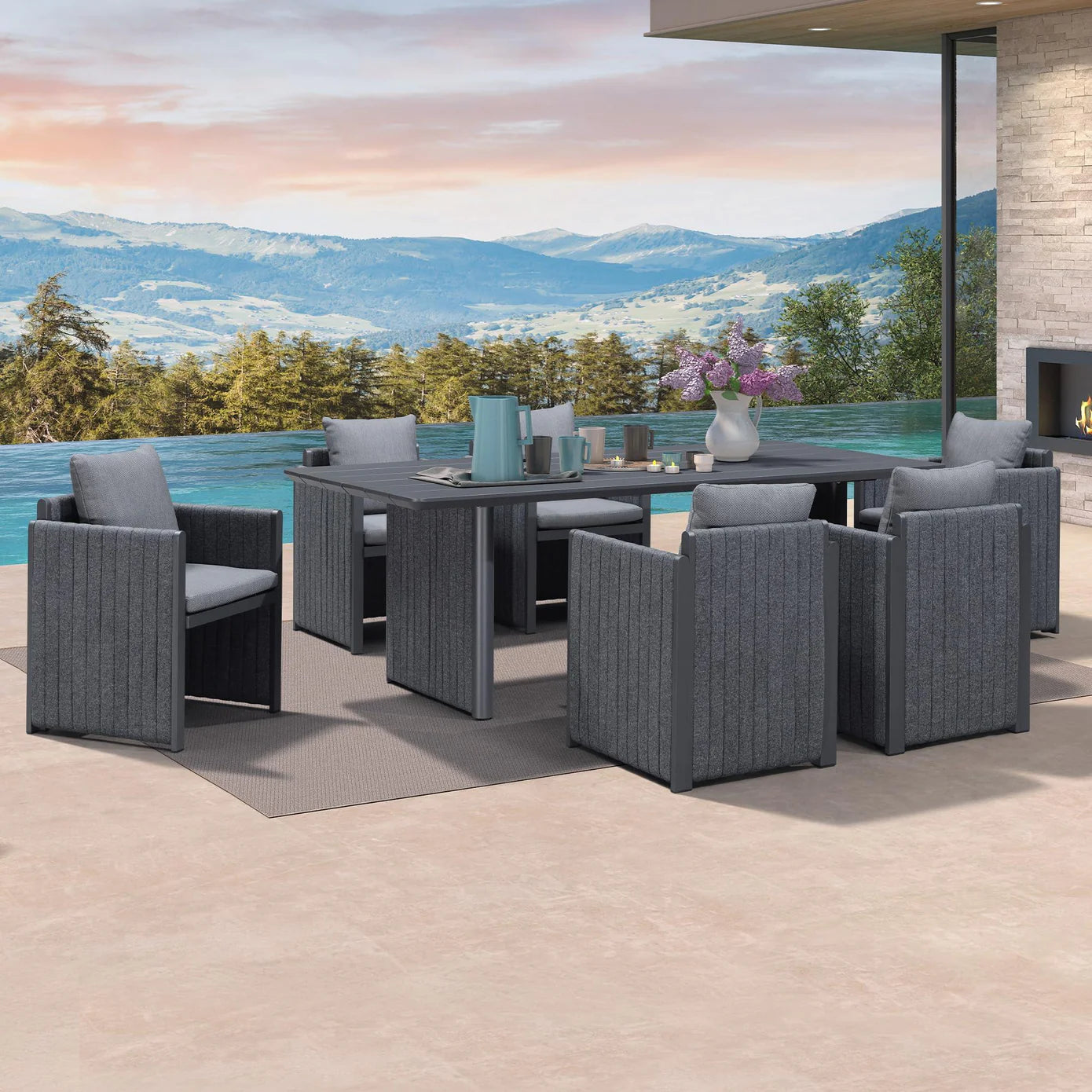 5 to 15 Piece Sanori Outdoor Dining Set with Olefin Cushions