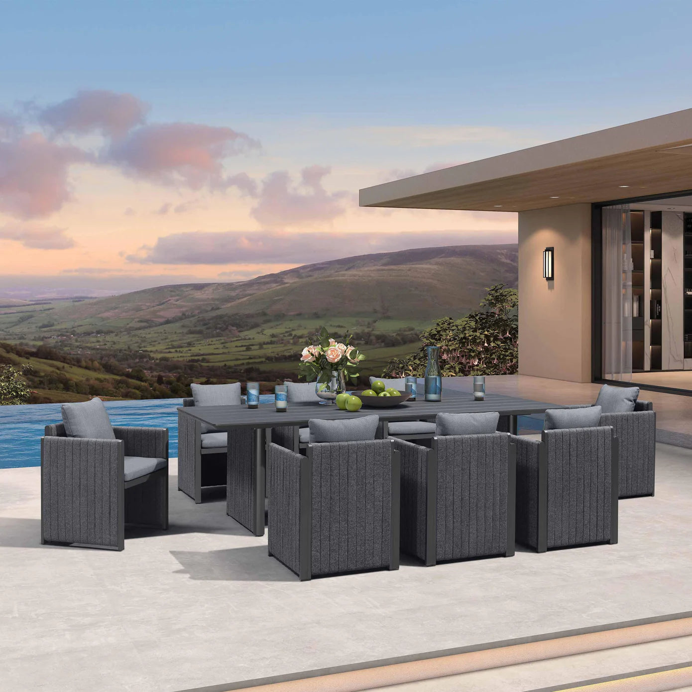 5 to 15 Piece Sanori Outdoor Dining Set with Olefin Cushions