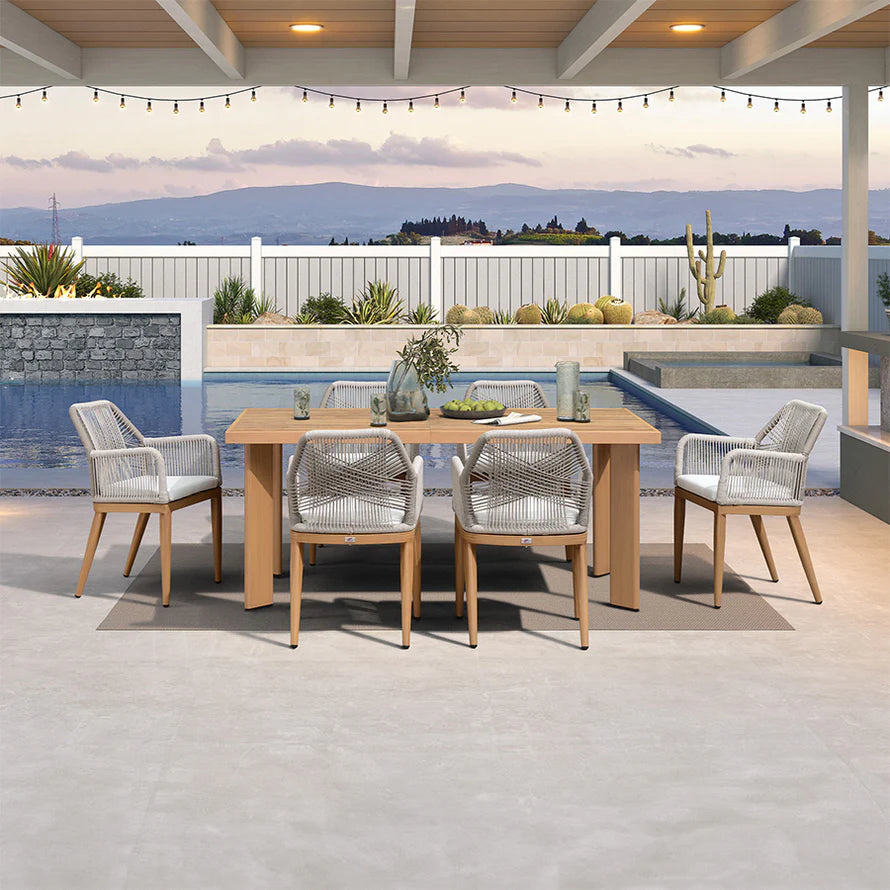 7 to 11 Piece Outdoor Dining Set with Sunbrella Cushions